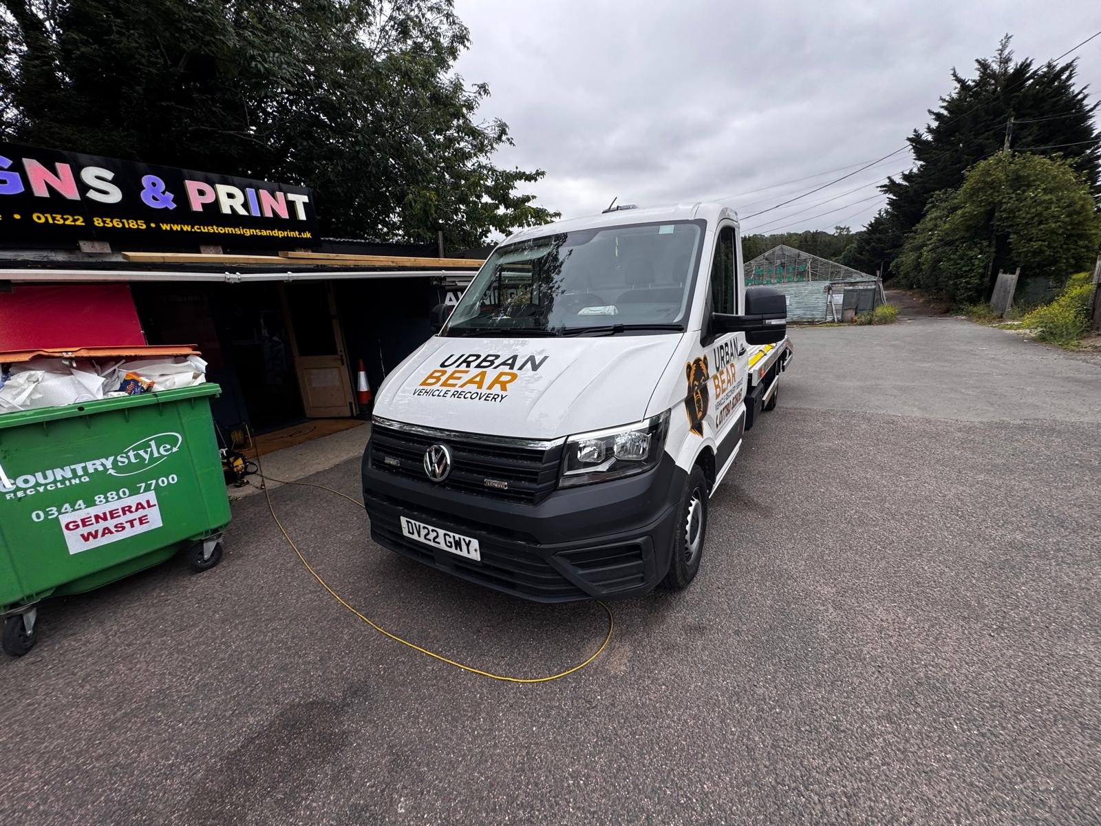 The truck out on a job
